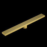 1200mm Bathroom Shower Brushed Brass Grate Drain w/ Centre outlet Floor Waste Square Pattern V63-844721