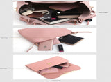Black Chic 3-Piece Women's Handbag Set - PU Leather Tote, Crossbody Bag & Clutch Purse V888-ELOSUNG32991