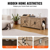 VEVOR Cat Litter Box Enclosure Wooden Litter Box Furniture Hidden 2 Rooms Greige V952-JSDMMSPWQ472MXLF5V0