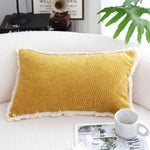 SOGA 35cm Throw Pillow Turmeric Yellow Aesthetic Chenille Texture for Home Decor FRENCHCUSHION314