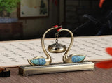 Swan Lake Double-Layer Incense Burner, Dual-Purpose Design, Deep Blue-Gold Swan, Auspicious Tea & V1232-TRHXL001