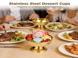 4PCS Stainless Steel Dessert Cups, Gold Metal Dessert Bowls with Forks, Reusable Salad Serving V1369-AZ3-W-08789