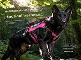 L size Red Tactical Dog Harness for Large Dogs - Oxford Fabric No Pull Vest , Reflective Strips and V888-ELOSUNG56274-14