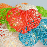20 Rainbow 3D Hollowed Rattan Heart-Shaped 3M String Fairy Lights, Battery Indoor & Outdoor V382-RBWHRTRATTBATT20