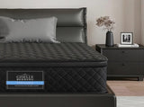 Giselle Bedding Single Mattress 34cm Euro Top with 5-Zone Pocket Spring Support Black MATTRESS-E-MUSE-34-S