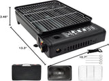 Portable Gas Grill with Removable Grate & Carry Case Dual Fuel Outdoor Stove for Camping, Backyard V1107-CS-BXSKSSKL