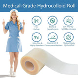 2 Rolls Hydrocolloid Roll for Wound Care, 2in x 16.5ft Self-Adhesive Hydrocolloid Bandages for V1370-AZ4-17789