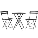 Gardeon 3PC Outdoor Bistro Set Steel Table and Chairs Patio Furniture Black ODF-METAL-3PCS-BK