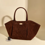 Coffee Women's Wings Shape New York Slouchy Tote Bag - Soft Textured Suede, V888-ELOSUNG55018