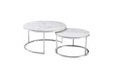 Nesting Style Coffee Table - White on Silver Stainless Steel - 80cm/60cm V292-NEST-WHT012