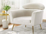 Artiss Armchair Boucle Fabric White Yoli UPHO-C-ARM-02-TED-WH