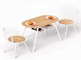 Artiss Oval Dining Table Set 3PC Space-Saving Bistro Kitchen Storage Wine Rack Natural White DSET-D-OVAL-WD