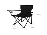 Levede 2Pcs Camping Chairs Folding Arm Black OD1012-BKX2_NZ