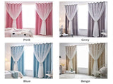 2Pcs Window Curtain Hollowed Out Stars Shading Curtain Drape Purdah for Home Living Room Bedroom V1294-YM0901-H33870GY-2