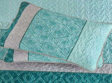 Teal Plaid Boho Mosaic Bedspread Coverlet 3 Piece Set V745-AC080914Q13U