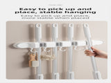 White Vacuum Suction Cup Mop & Broom Storage Rack Combination V888-ELOSUNG49235