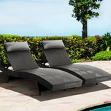 Gardeon 2PC Sun Lounge Wicker Lounger Outdoor Furniture Beach Chair Garden Adjustable Black FF-LOUNGE-WA-BK2X