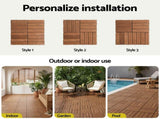 Gardeon 27PCS Wood Deck Tiles 30x30cm Interlocking Floor Tiles for Patio Balcony Garden GD-WT-27PCS-BR