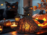 Halloween Lamp, 1PC 7" Gothic Spooky Decor with Holding Lantern, Small Stained Glass V1370-AZ4-24639