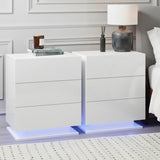 Artiss 2x Bedside Table LED 3 Drawers - MORI White FURNI-O-LED-BS-02-WHX2