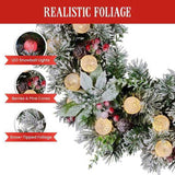 Christabelle Stunning 61cm Snowy Christmas Wreath with LED Lights Crown Pine Baubles Front Door 112_SENCR104