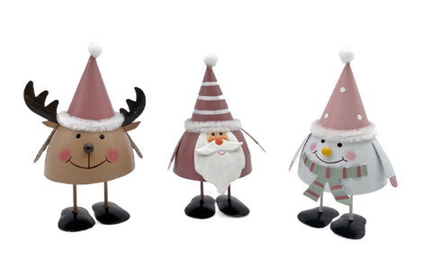 bulk 24 Xmas Metal Standing Deco Assort 14cm V637-XMS31205