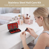 12PCS 10-in-1 Manicure Set, Stainless Steel Nail Pedicure Kit with PU Leather Travel Case, V1369-AZ3-W-08847