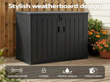 Gardeon Outdoor Storage Box 775L Container Lockable Cabinet Tool Organizer Shed Black OSB-775L-ABK
