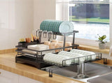 CARLA HOME Expandable Dish Drying Rack with Drainage Spout, Utensil Holder & Drainboardfor Kitchen LSB-36265