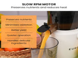 EUROCHEF Cold Press Slow Juicer Machine, Large Chute, 200W, White V219-INCJCPEC15WA