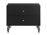 Lisa Wavy Fluted Bedside Table in Black V369-601075-BLACK