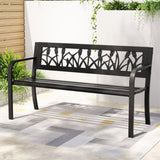 Gardeon Outdoor Garden Bench Seat Outdoor Furniture Steel 2 Seater Park Black GB-STEEL-XG282-BK