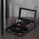 Men's Watch and Glasses Storage Box Transparent Lid, Zoned Storage, Multi-slot Protection for V1232-NSSBSSSNH001
