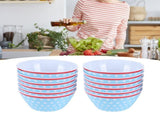 12PCS 6in Salad Bowls Food Serving Bowls Imitation Porcelain Dinnerwar TablewareLight Blue Dot V1294-YM0901-3118210047014