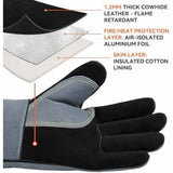 932&degF Heat Resistant Forge Welding 14 Inches Cowhide Leather, Long Sleeve Insulated Grill V1369-AZ3-W-18963