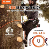 VEVOR Steel Core flipline, 1/2" x 8' Arborist Flipline, Flip Line for Tree Climbing with Alloy Steel V952-GSSTJJSGSS8YAA2N9V0