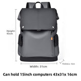 Black and gray Men Large Capacity Business Laptop Backpack Waterproof PU Leather Travel Rucksack V888-ELOSUNG43316