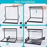 2-Tier Storage Shelf Spice Rack for Kitchen Bathroom Drawer Organization, Black V1188-MS-325-0799