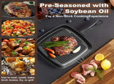 Three-piece set Heavy Duty Cast Iron Skillet & Grill Pan Thickened Vintage Style Cookware for Steak V888-ELOSUNG40410