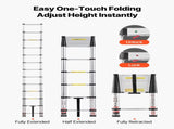 3.8m Telescoping Ladder, Aluminum Lightweight Multi-Purpose Collapsible Extension, One-Touch V952-SSLTNLSLKJBF2VP1Z001V0