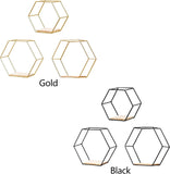 3 Pcs Gold Hexagon Wall Shelves, Decorative Wire Wall Mounted Shelf, Multi-use Geometric V1188-ZC-DLL-445