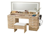 Artiss Dressing Table Makeup Vanity Desk Large LED Mirror 10 Drawers Power Outlet Hair Dryer Holder FUR-V-DRESS10-WD-ABC