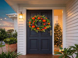 Christabelle 61cm Sable Fir Christmas Wreath Pre Lit Multi Function LED Eucalyptus Pine Cones R 112_SENSF61