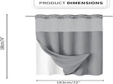 No Hook Shower Curtain with Sheer Window and Inner Liner, Waffle Weave Fabric, Waterproof Washable V1237-ZY00B0GGBLFSXV
