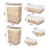 6 Piece Wicker Storage Baskets With Liner Set V915-MB0056