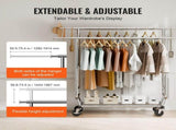 Heavy Duty Clothes Rack, Double Hanging Rod Clothing Garment Rack for Hanging Clothes, Adjustable V952-JYKCYJ4858221BPVDV0