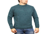 100% SHETLAND RAGG WOOL CREW Round Neck Knit JUMPER Pullover Mens Sweater Knitted - Sherwood - 3XL V563-SW-CN-SHD-32-3XL