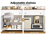 Artiss Buffet Sideboard Storage Cabinet Kitchen Cupboard 2 Drawers 140CM White FUR-C-SID140-WH-AB