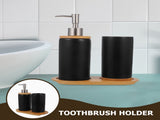 HOOWIFFY 1 Set Black Ceramic Bamboo Bathroom Essentials Toothbrush Holder Soap Dispenser Storage V1189-WXFWAL-20260326-02500