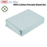 Kingtex 250TC 100% Cotton Percale Sheet Set Ice Blue Single V442-KIT-SHEETS-250TCCOTTONPER-ICEBLUE-SB